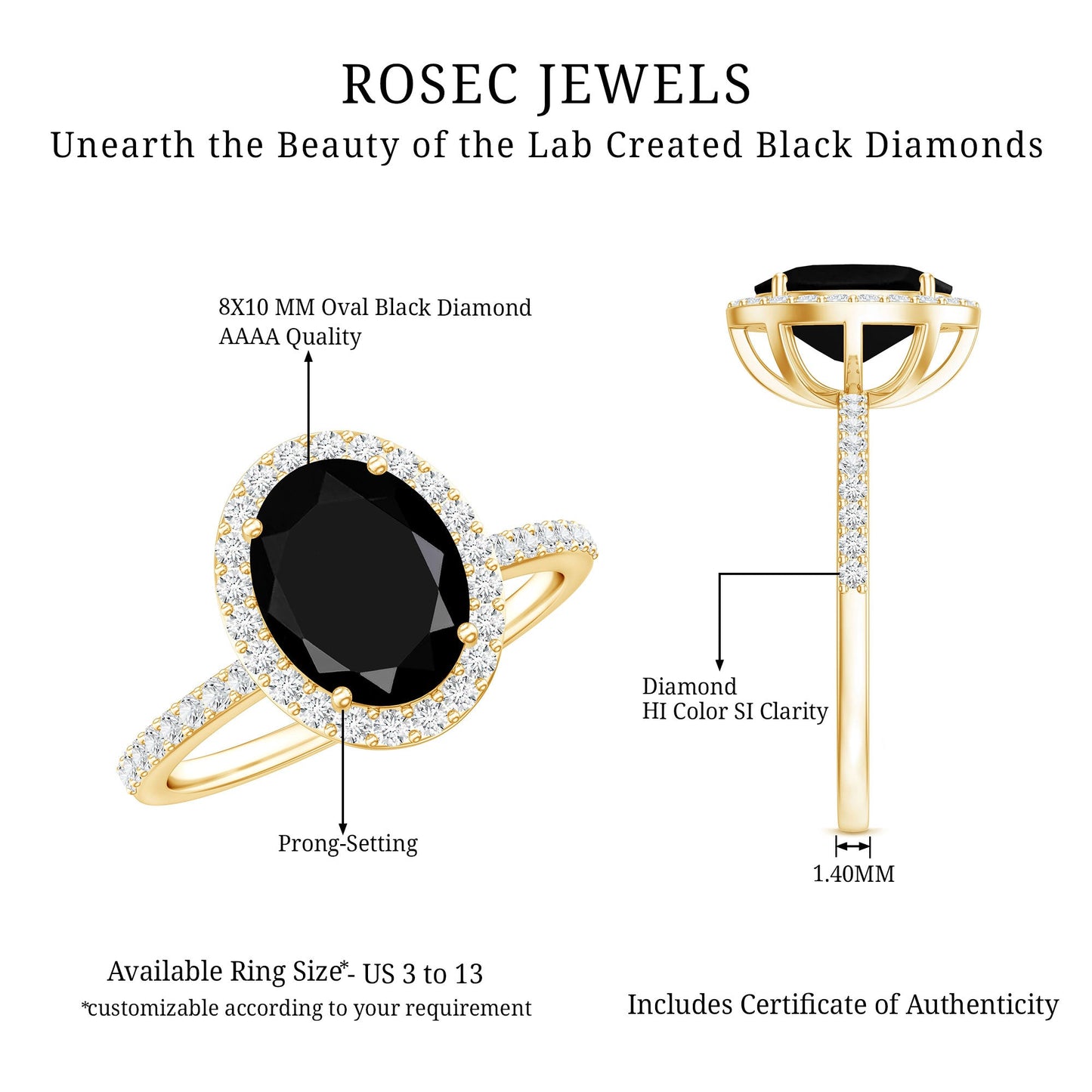 Certified 4.2 Carat Lab Grown Black and White Diamond Oval Engagement Ring with Halo
