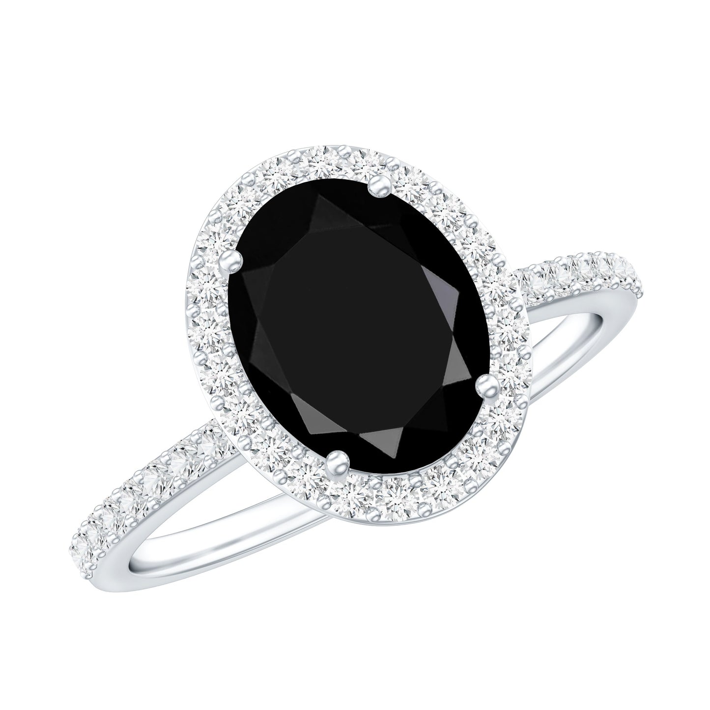 1.7 Carat Oval Cut Black Onyx Diamond Engagement Ring with Certificate