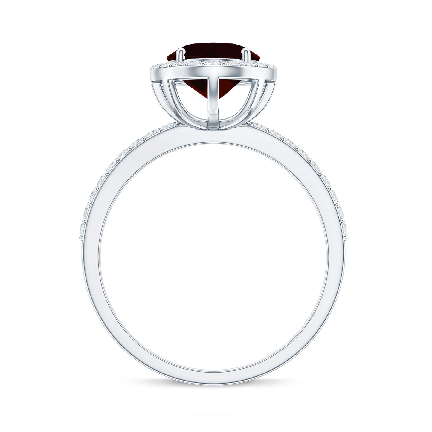 Certified Real 3.6 Carat Garnet Oval Engagement Ring with Diamond Halo