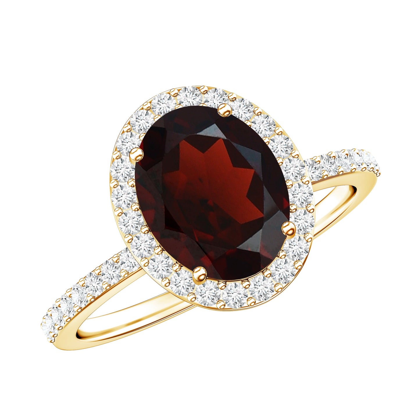 Certified Real 3.6 Carat Garnet Oval Engagement Ring with Diamond Halo