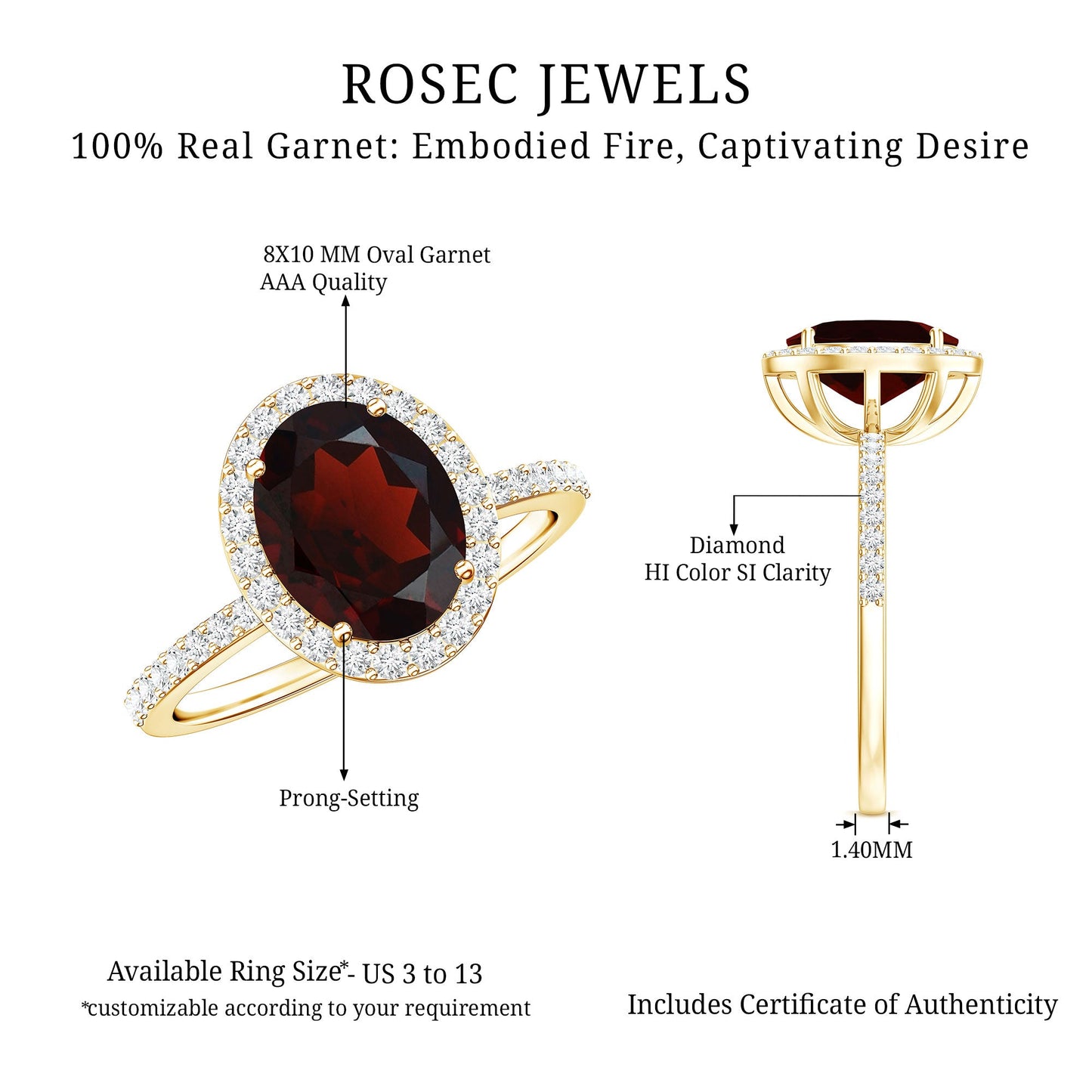 Certified Real 3.6 Carat Garnet Oval Engagement Ring with Diamond Halo