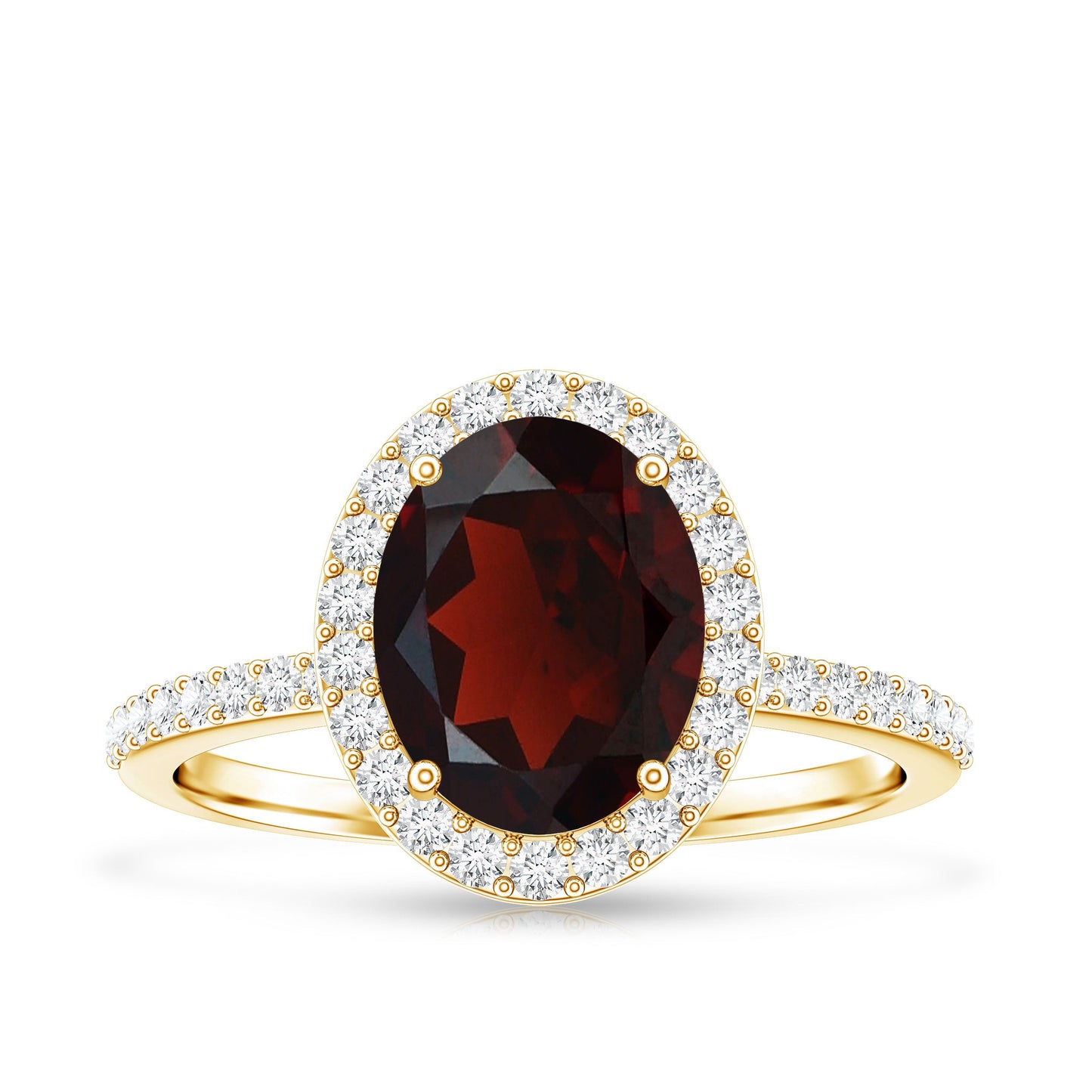 Certified Real 3.6 Carat Garnet Oval Engagement Ring with Diamond Halo