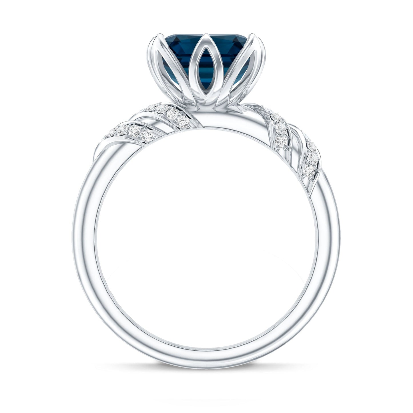 3 Carat Asscher Cut London Blue Topaz Designer Solitaire Engagement Ring