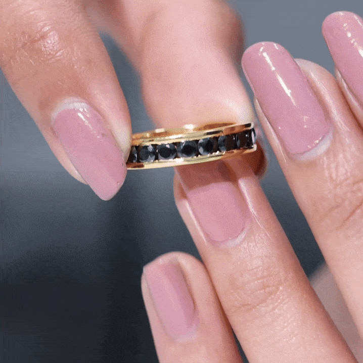 Round Cut Black Onyx Eternity Band in Channel Setting