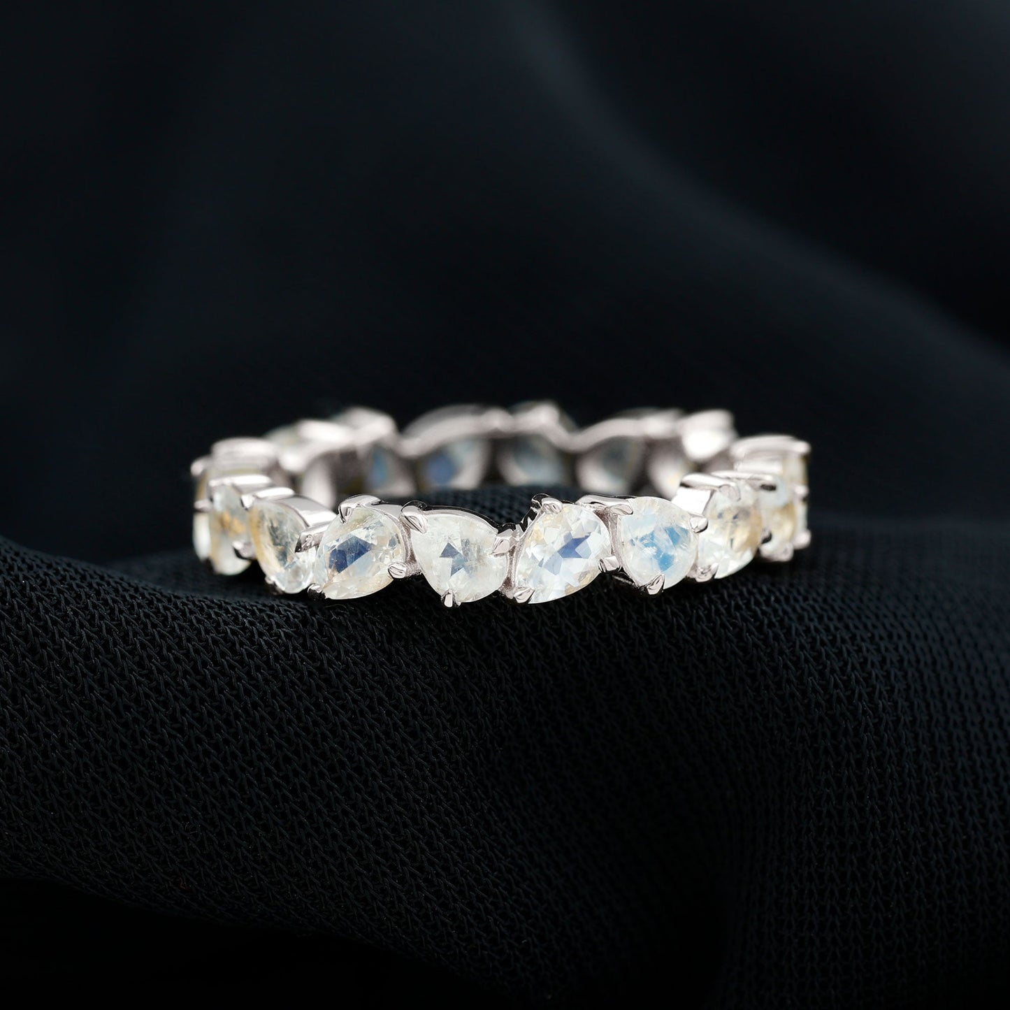 Pear Cut Moonstone Eternity Band Ring