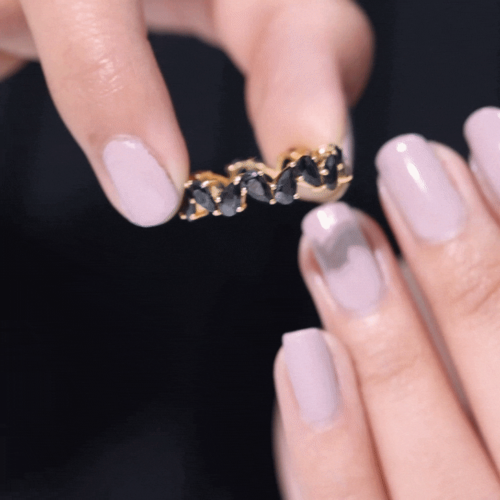 Genuine Pear Shaped Black Onyx Stackable Wedding Band