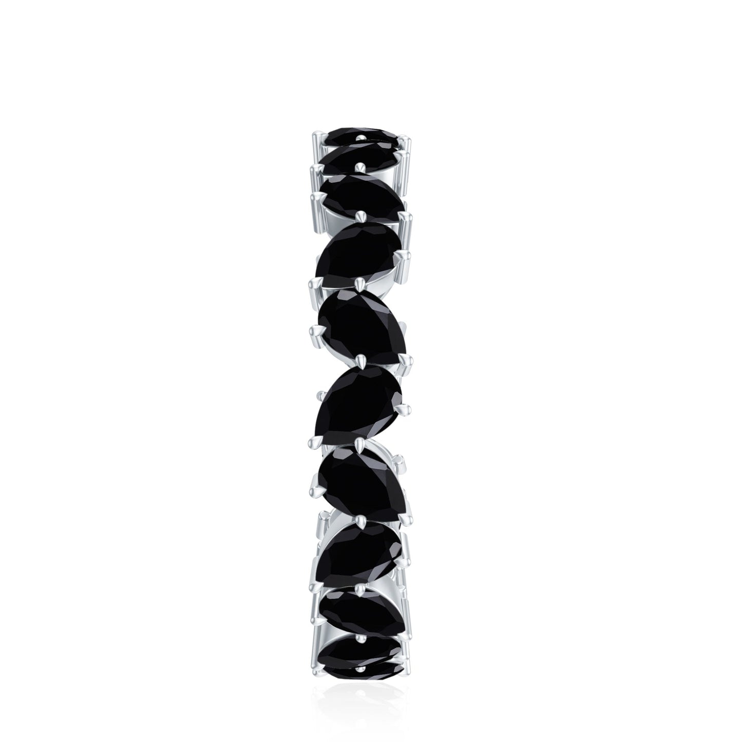 Genuine Pear Shaped Black Onyx Stackable Wedding Band
