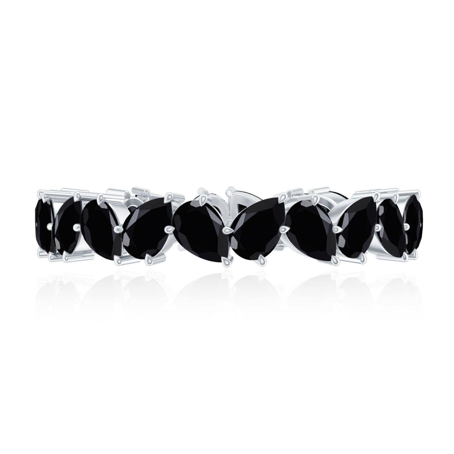 Genuine Pear Shaped Black Onyx Stackable Wedding Band