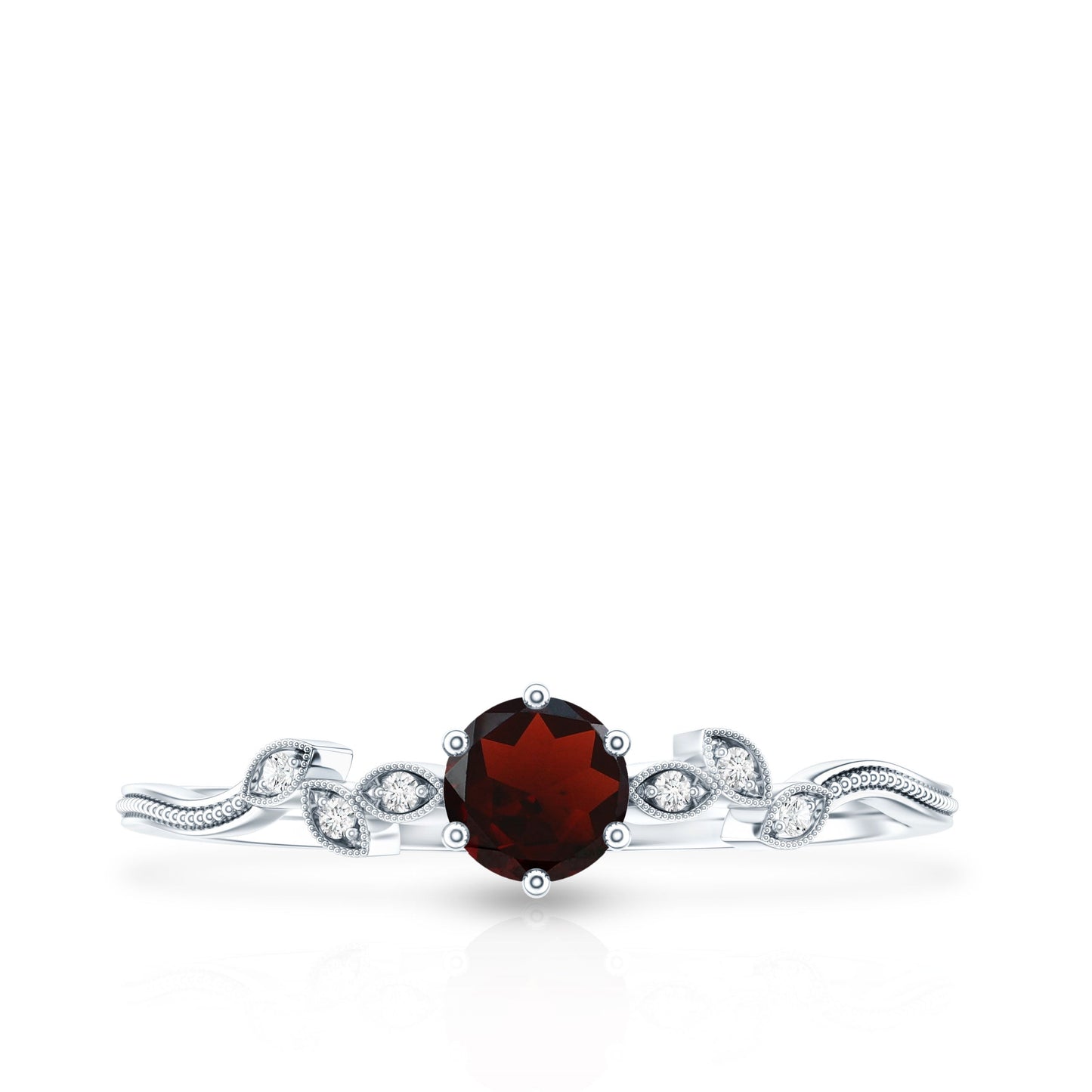 Nature Inspired Garnet Diamond Promise Ring