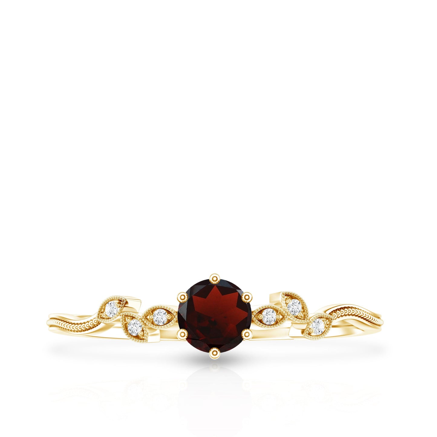 Nature Inspired Garnet Diamond Promise Ring