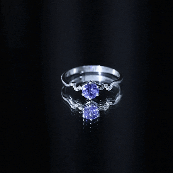 Real Tanzanite and Diamond Promise Ring