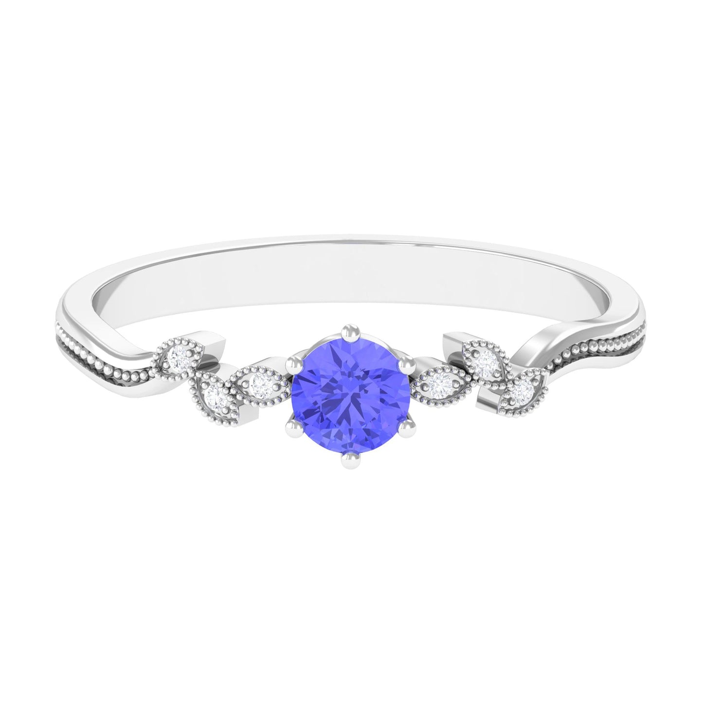 Real Tanzanite and Diamond Promise Ring