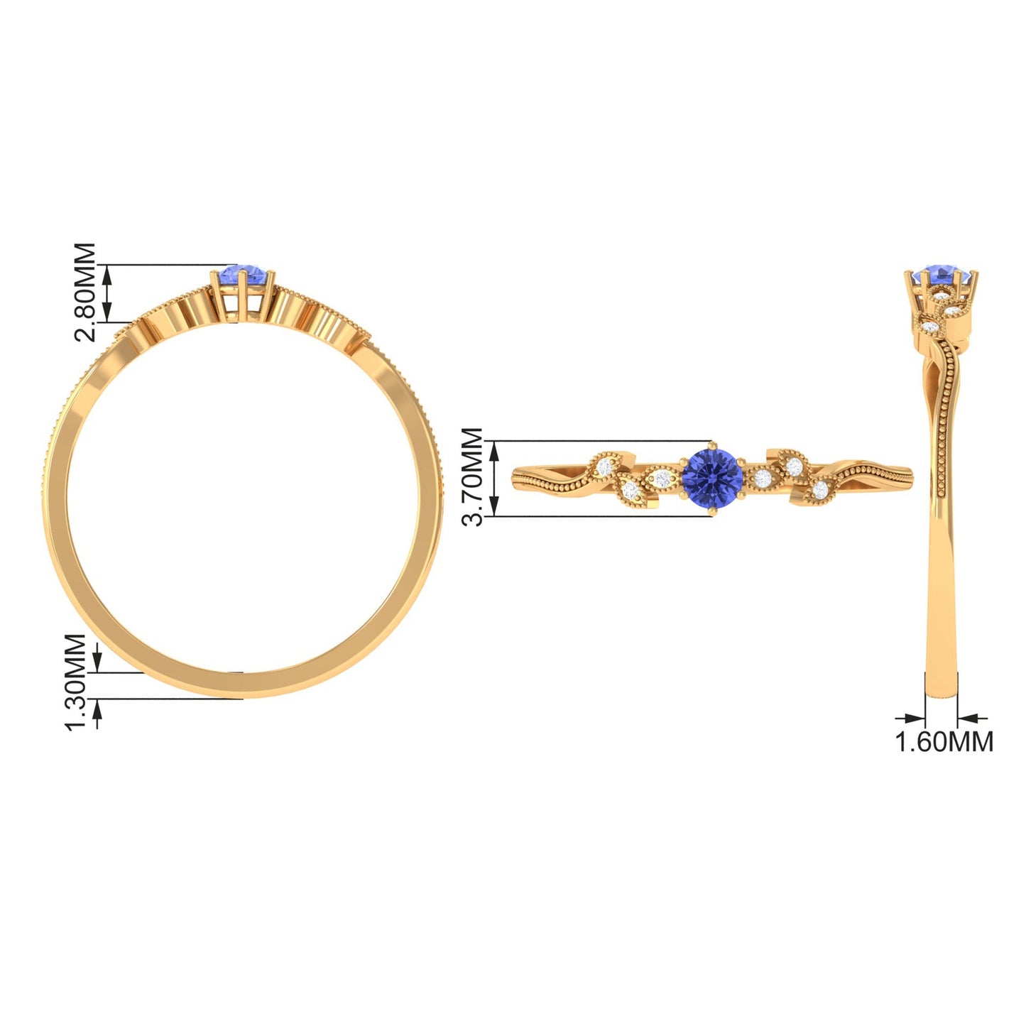 Real Tanzanite and Diamond Promise Ring