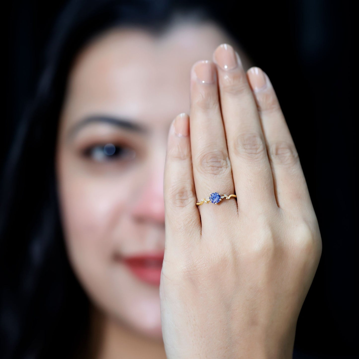 Real Tanzanite and Diamond Promise Ring