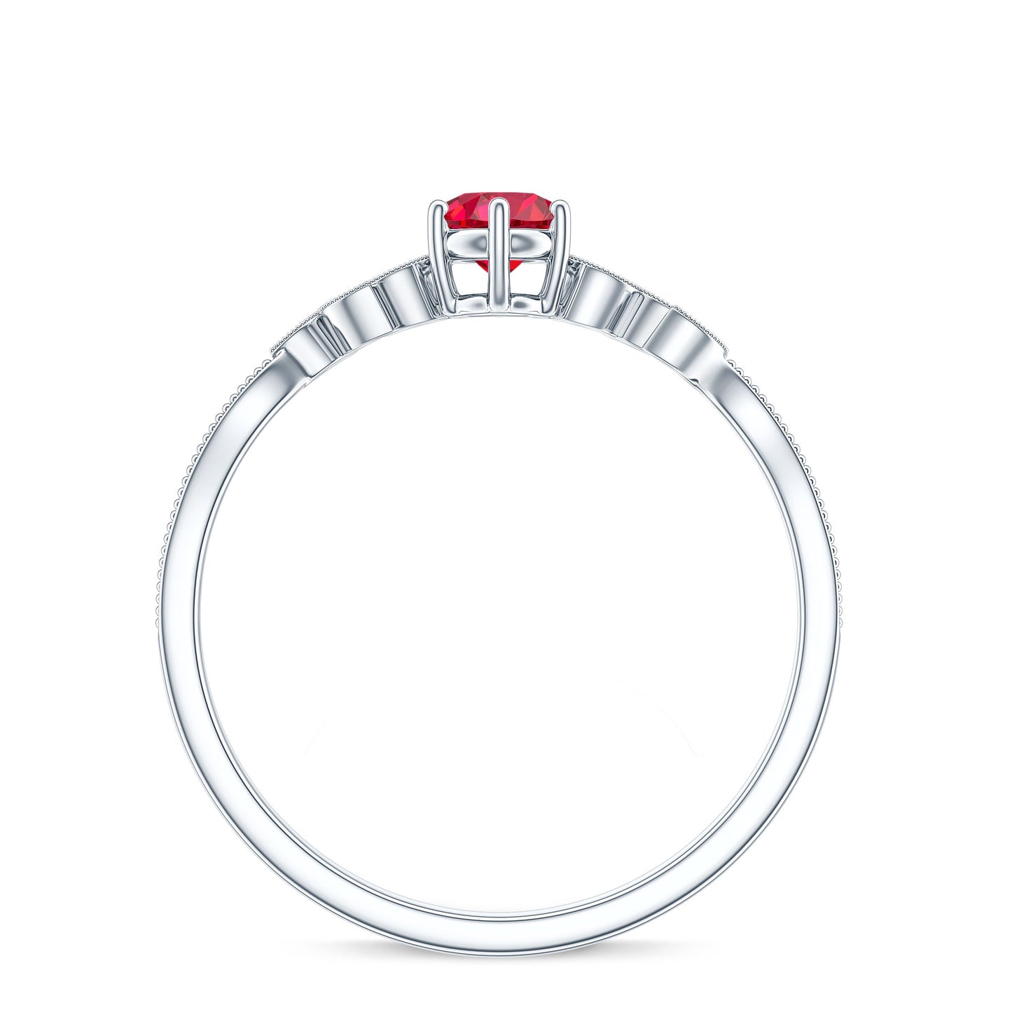 Minimalist Lab Grown Ruby Leaf Promise Ring With Real Diamonds