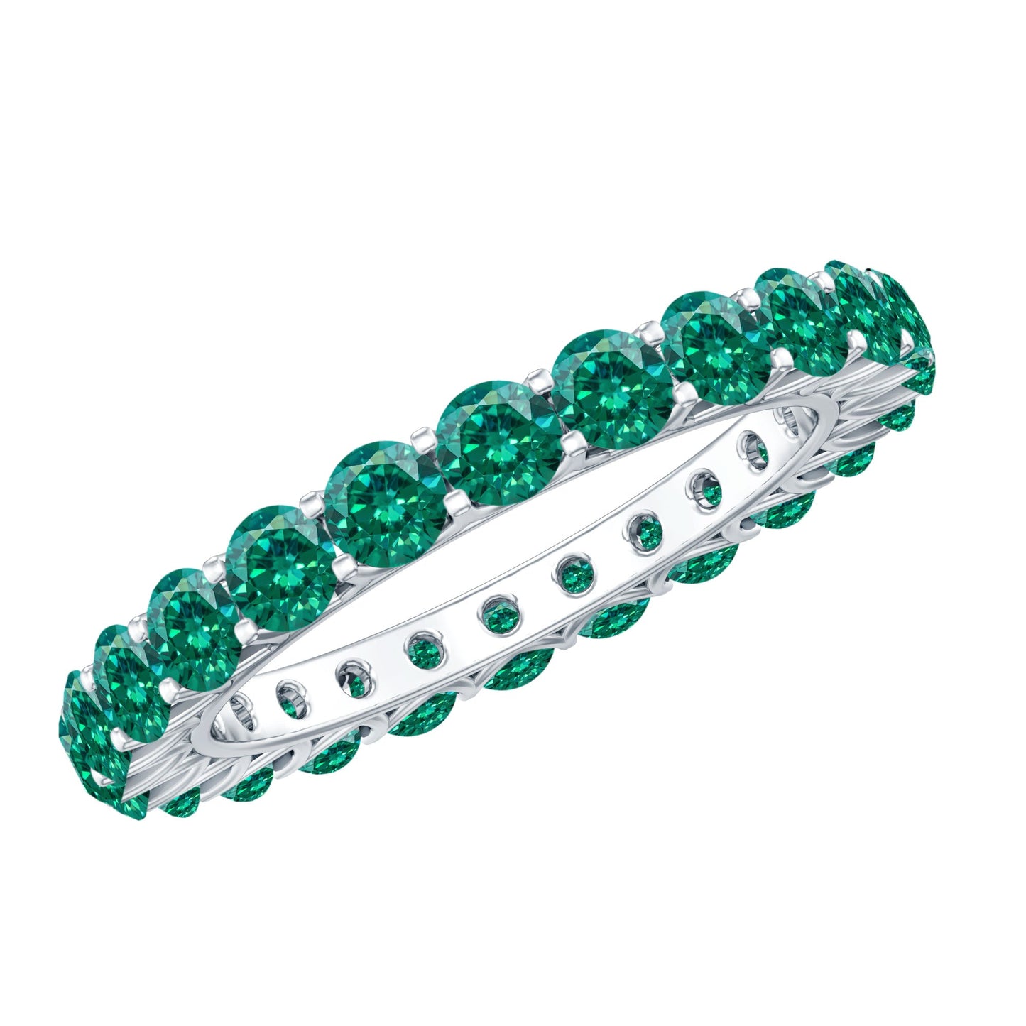 Certified Lab Created Emerald Full Eternity Band Ring