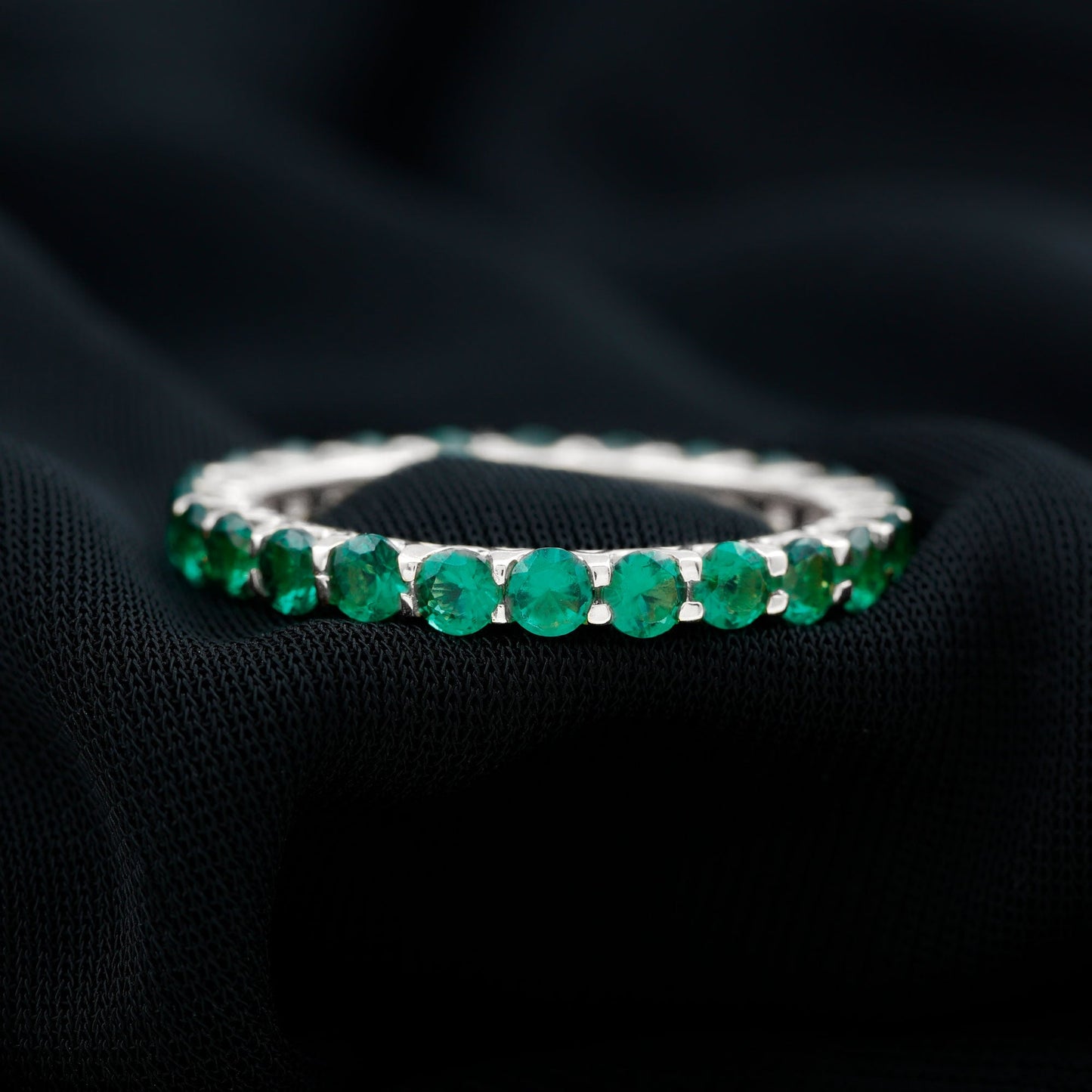 Certified Lab Created Emerald Full Eternity Band Ring