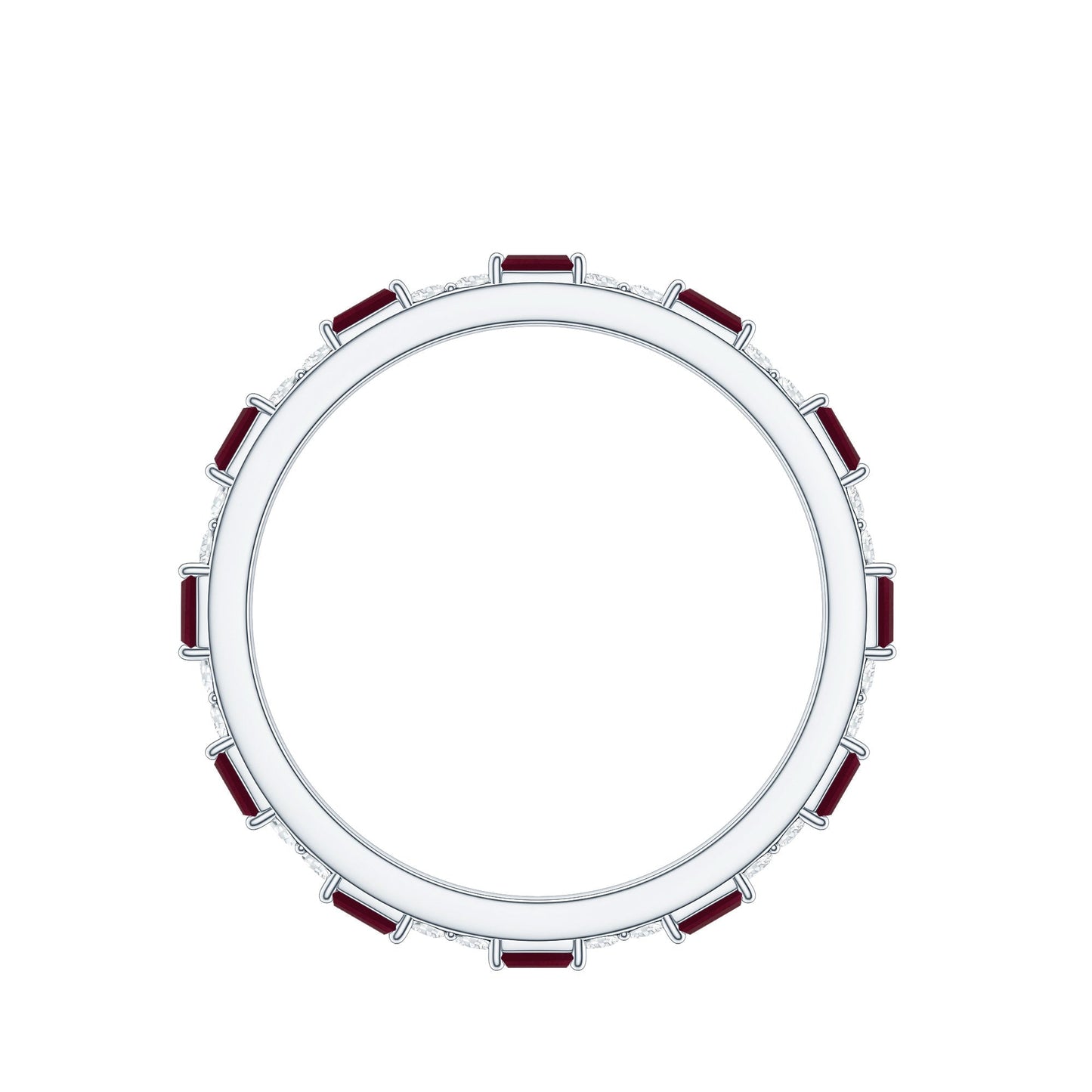Genuine Baguette Ruby Diamond Eternity Ring for Women