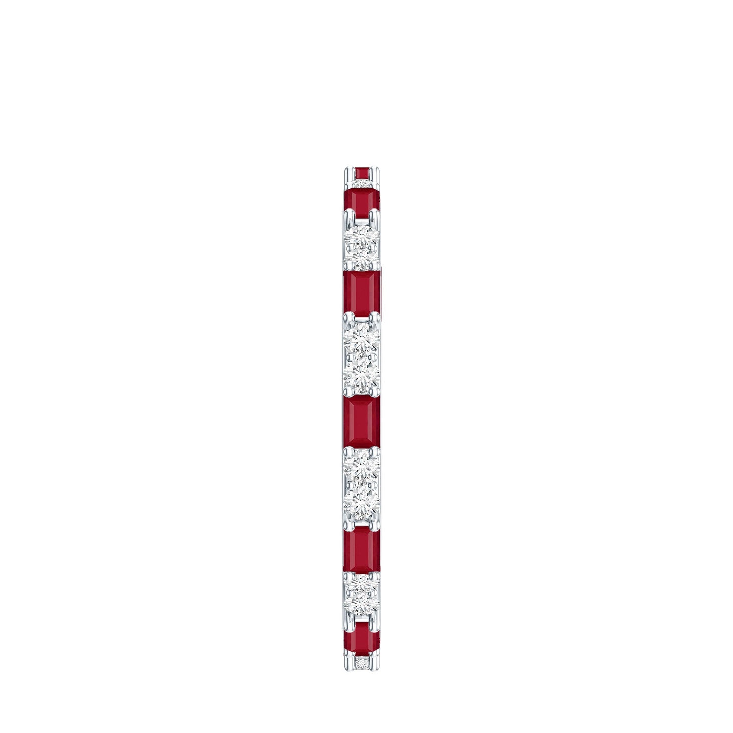 Genuine Baguette Ruby Diamond Eternity Ring for Women