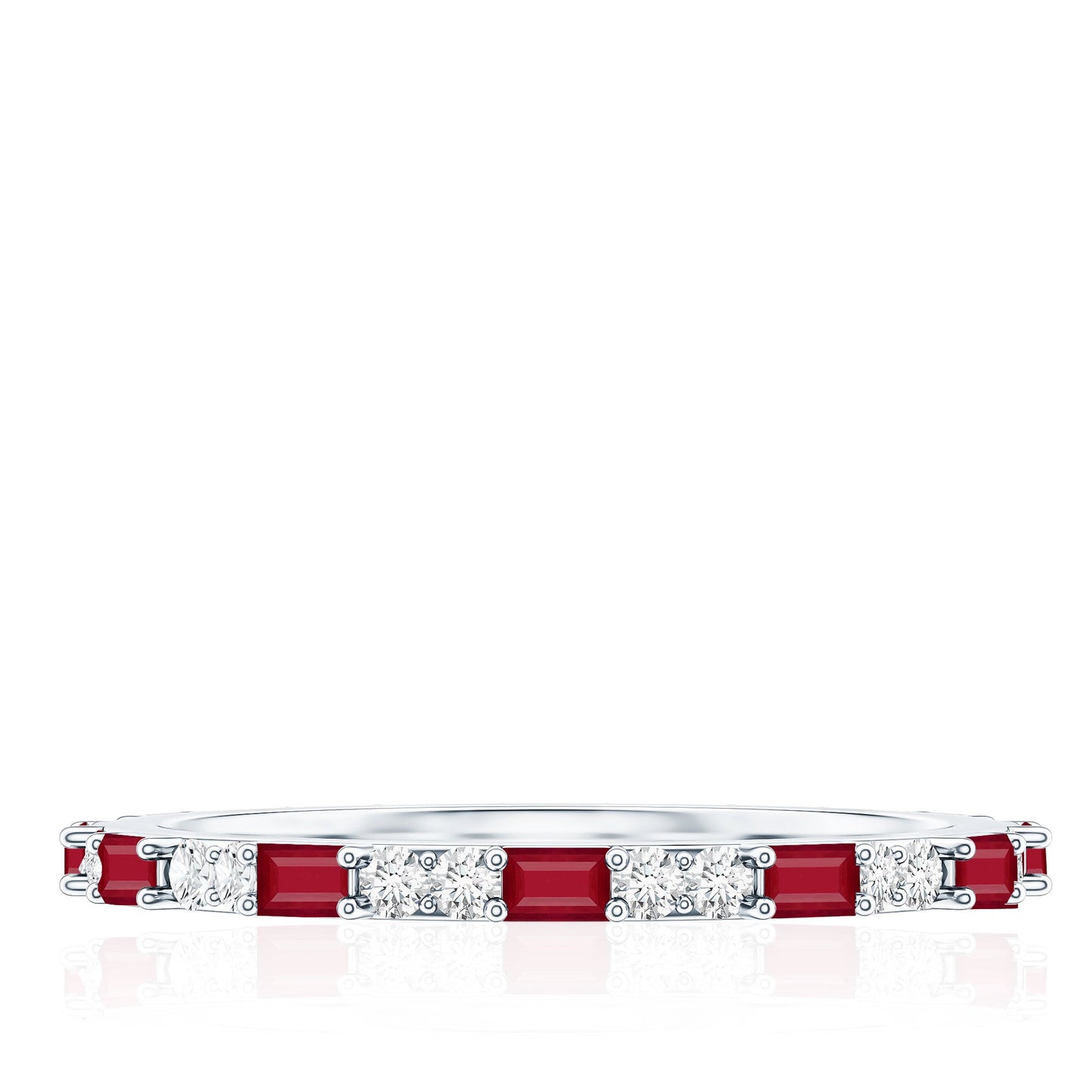 Genuine Baguette Ruby Diamond Eternity Ring for Women