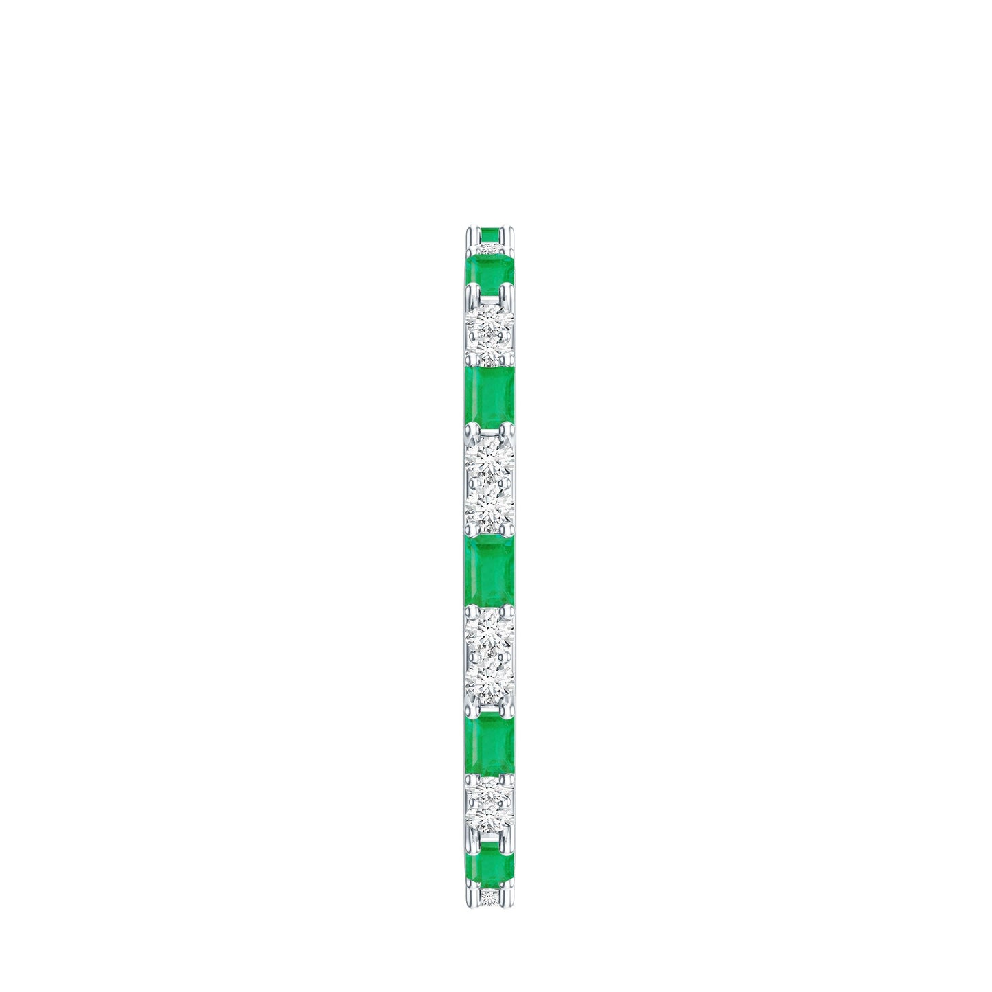 Natural Baguette Emerald Diamond Eternity Ring in East West Style