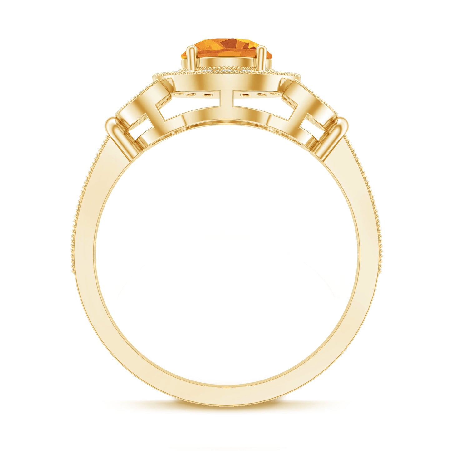 Vintage Style 1.2 Carat Citrine Engagement Ring with Diamond Halo