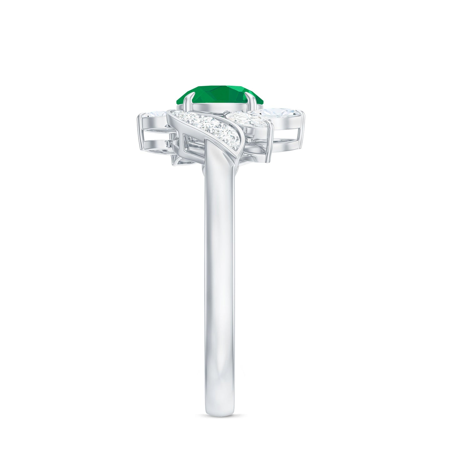 Natural 0.4 Carat Emerald Engagement Ring with Diamond