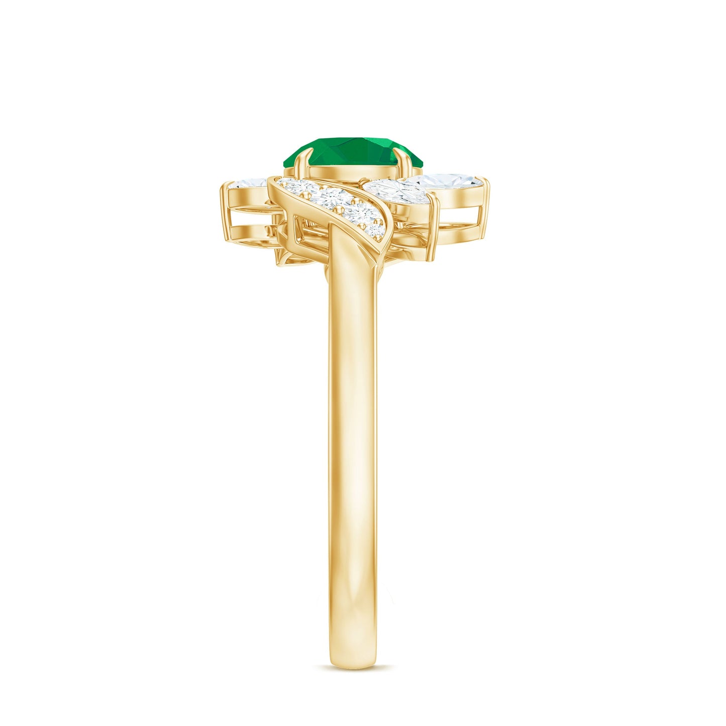 Natural 0.4 Carat Emerald Engagement Ring with Diamond