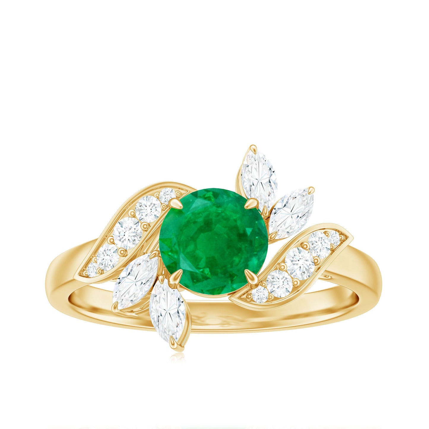 Natural 0.4 Carat Emerald Engagement Ring with Diamond