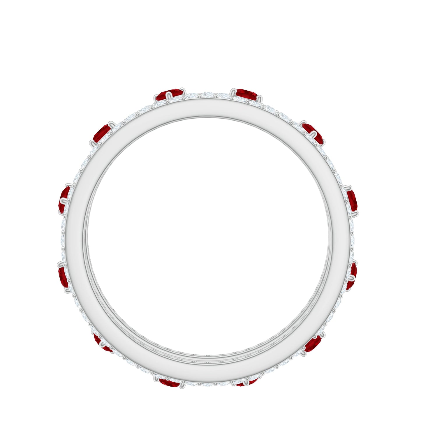 Classic Lab Created Ruby and Moissanite Eternity Wedding Band
