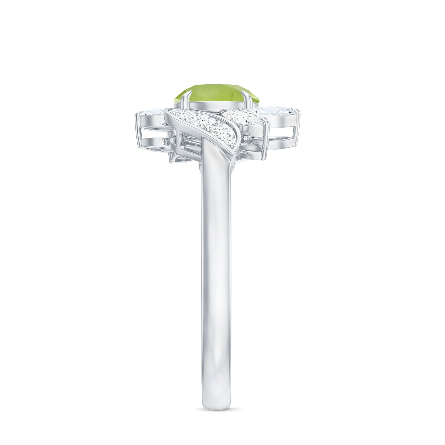Nature Inspired 2 Carat Peridot Engagement Ring with Diamond