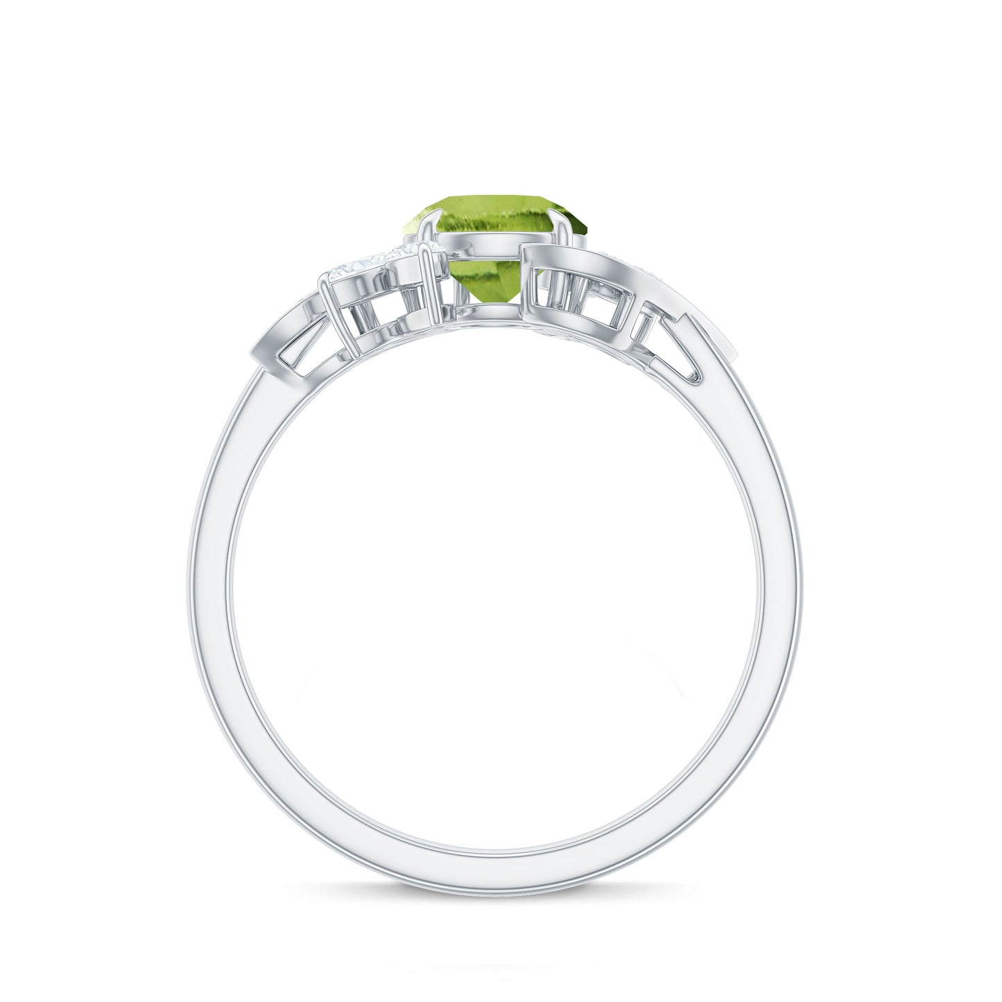 Nature Inspired 2 Carat Peridot Engagement Ring with Diamond