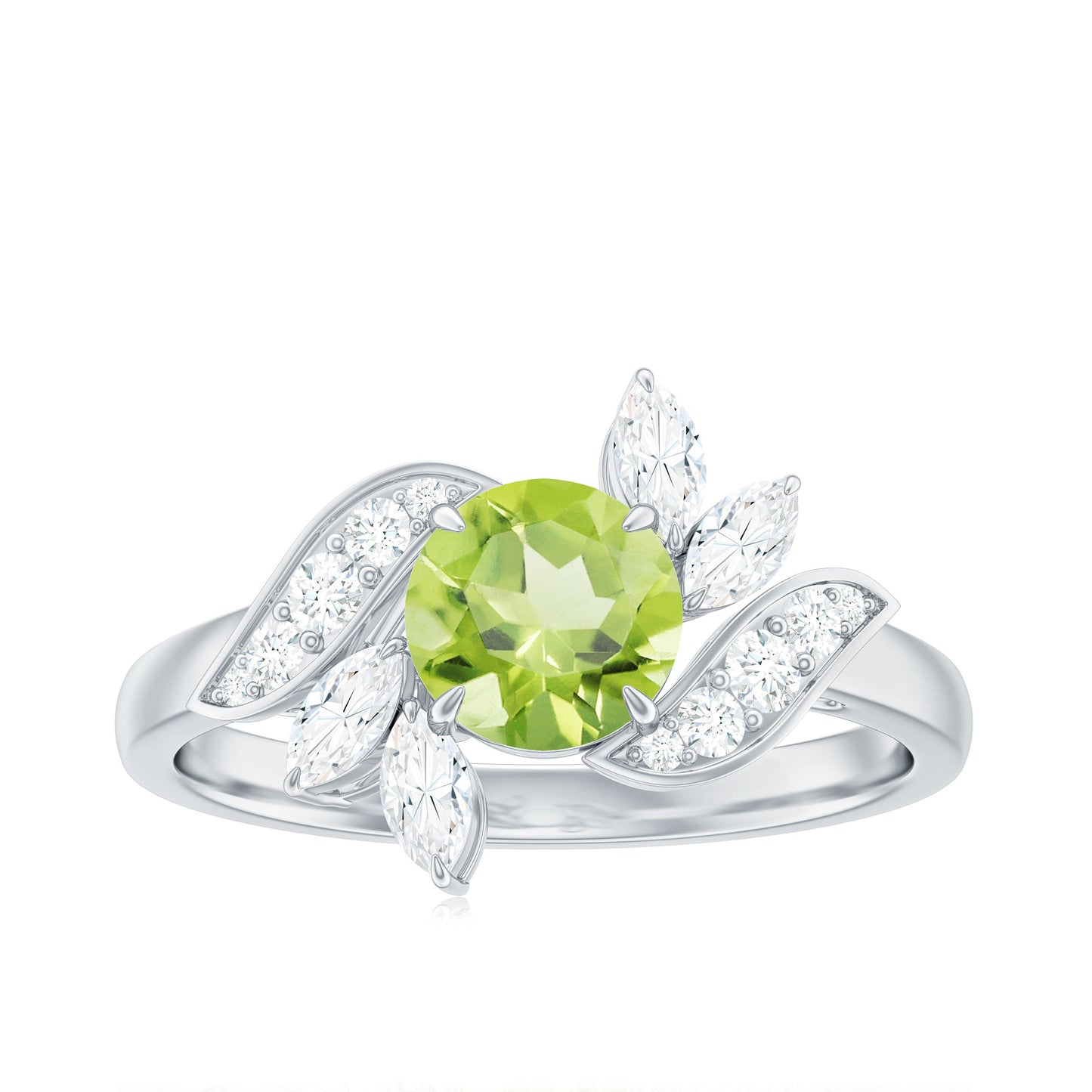 Nature Inspired 2 Carat Peridot Engagement Ring with Diamond