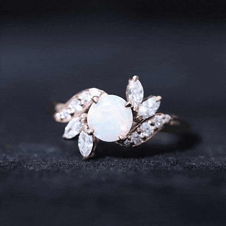 Nature Inspired Ethiopian Opal and Diamond Engagement Ring