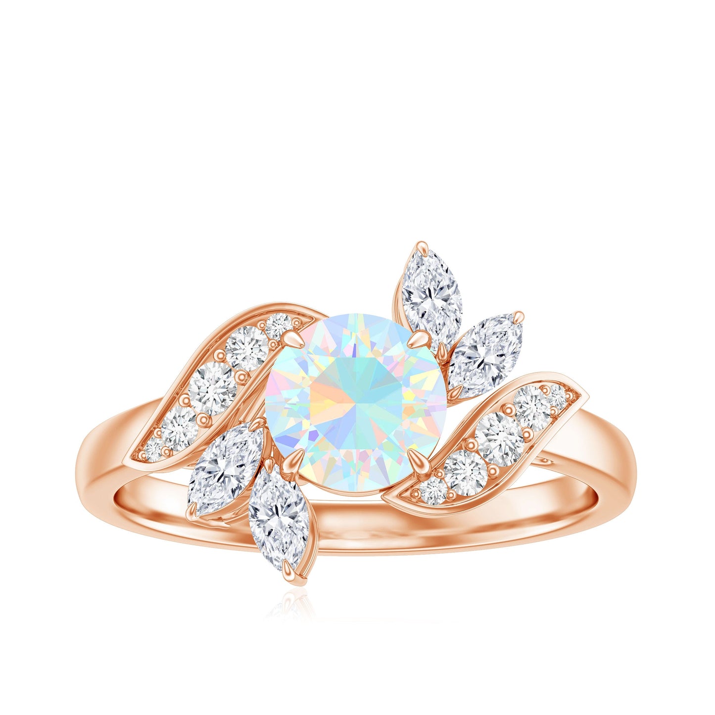 Nature Inspired Ethiopian Opal and Diamond Engagement Ring