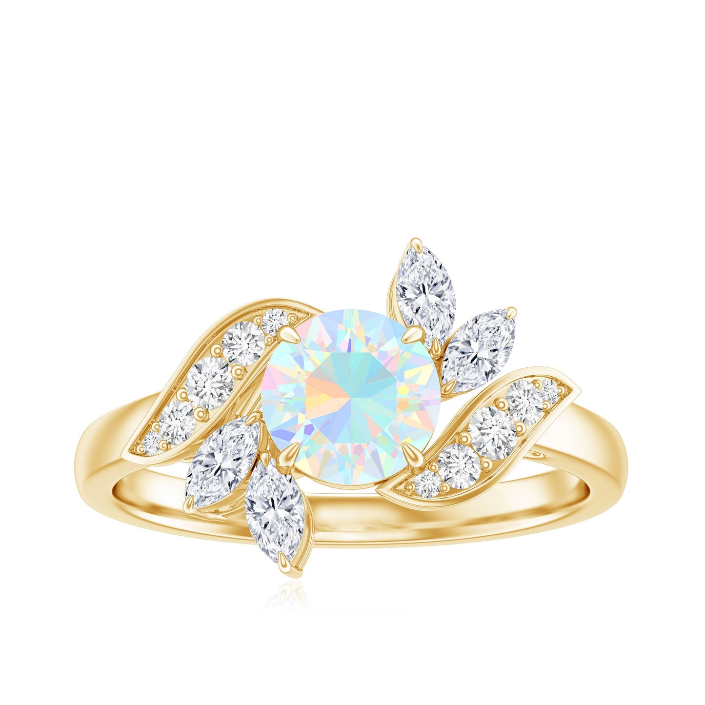 Nature Inspired Ethiopian Opal and Diamond Engagement Ring