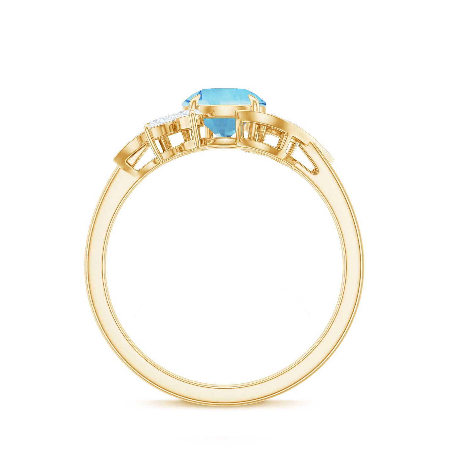 Genuine 0.8 Carat Aquamarine and Diamond Flower Engagement Ring