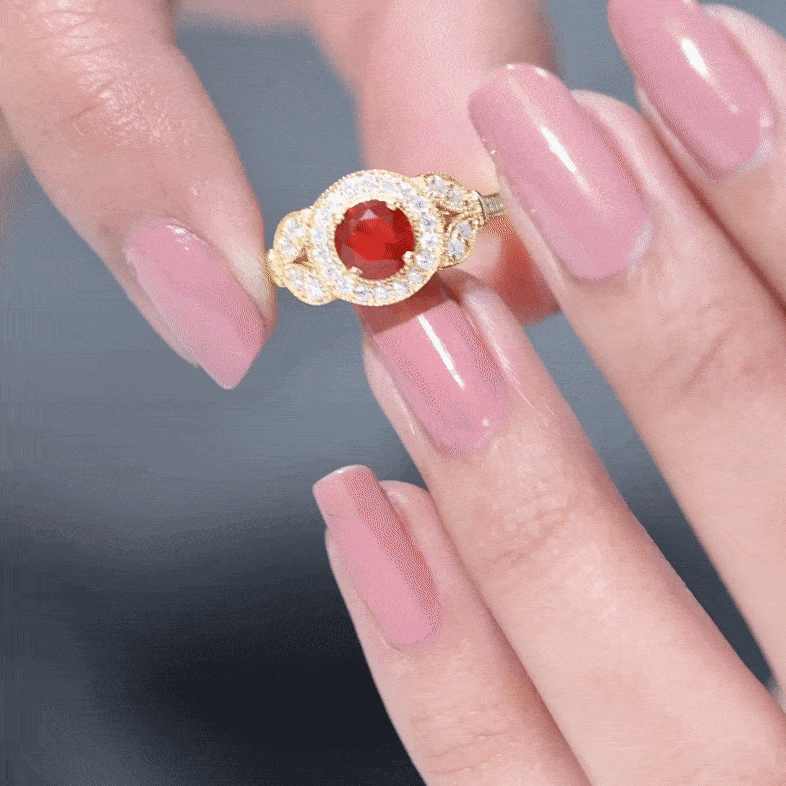 Vintage Inspired Fire Opal Engagement Ring with Diamonds