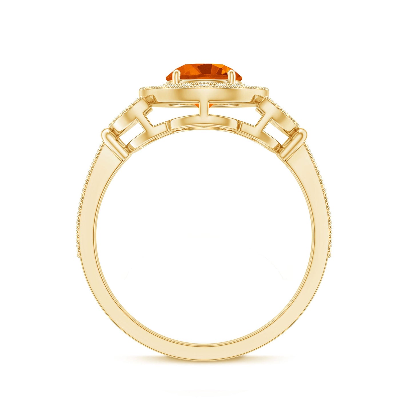 Vintage Inspired Fire Opal Engagement Ring with Diamonds