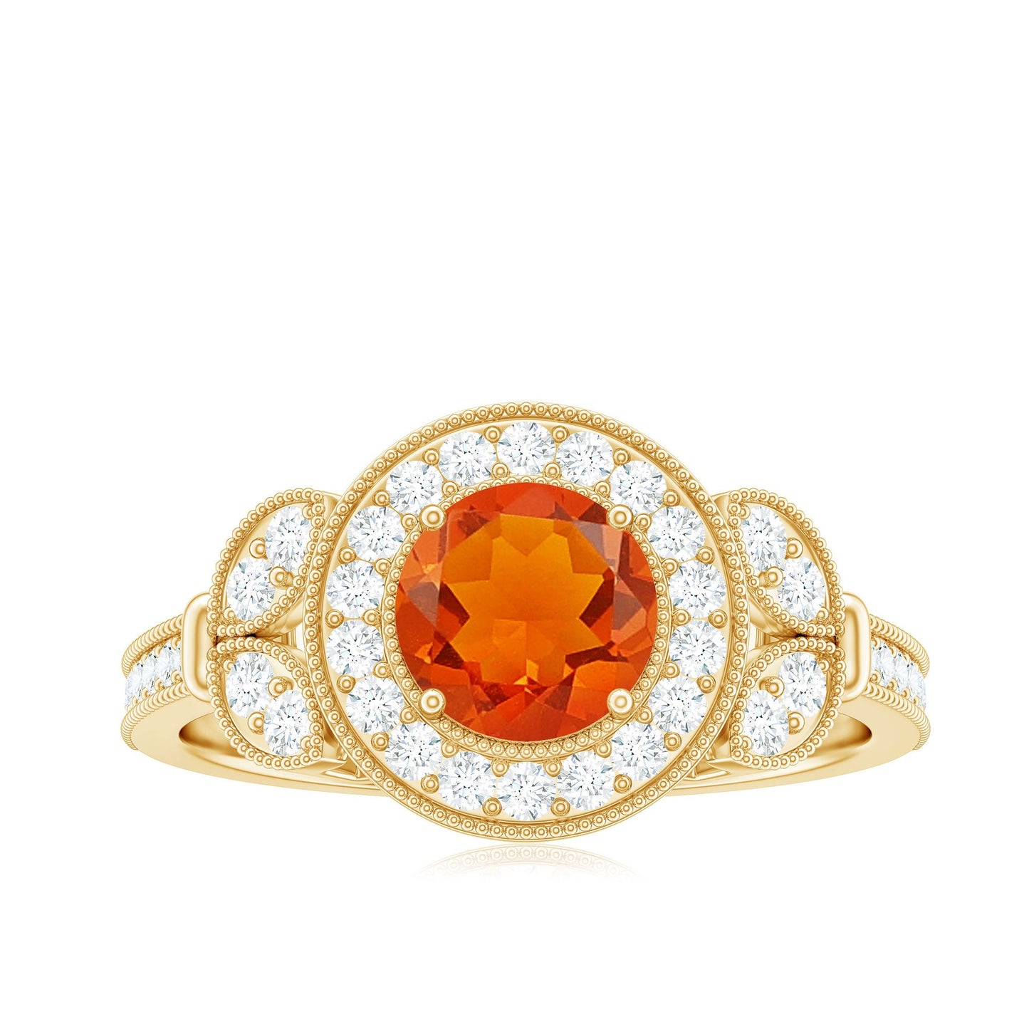 Vintage Inspired Fire Opal Engagement Ring with Diamonds