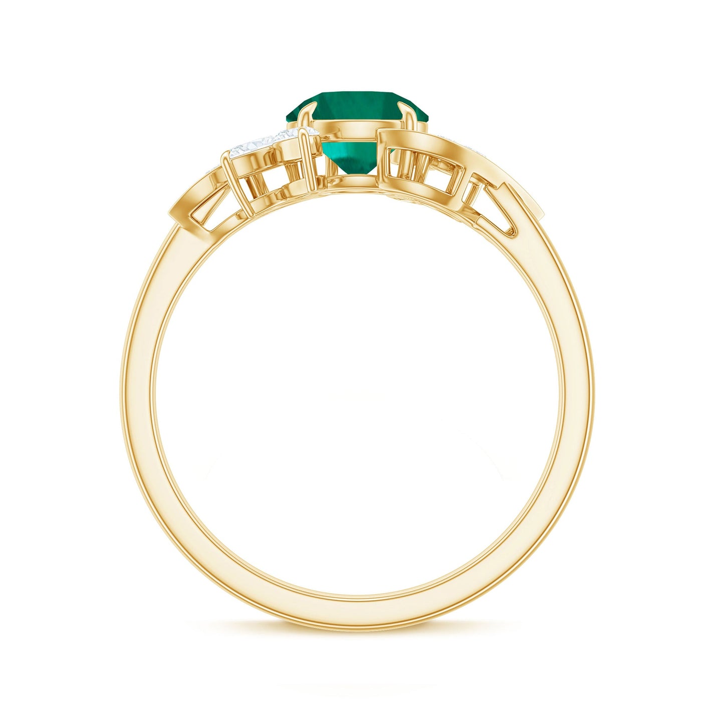 Nature Inspired Lab Grown Emerald Engagement Ring with Diamond