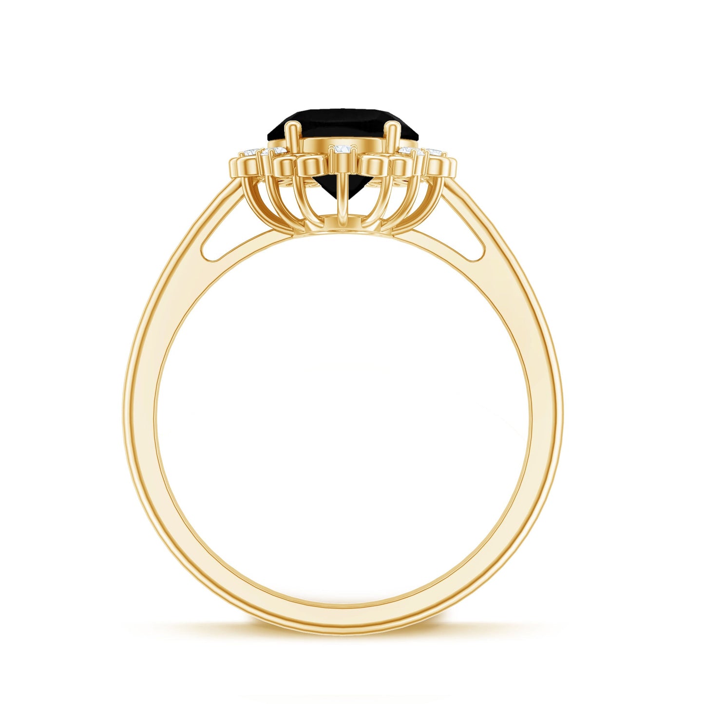 Lab Grown Black Diamond Oval Engagement Ring with Diamond