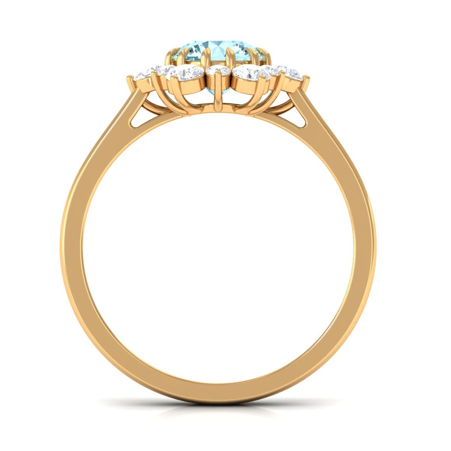Natural 0.8 CT Aquamarine Statement Engagement Ring with Diamond Halo