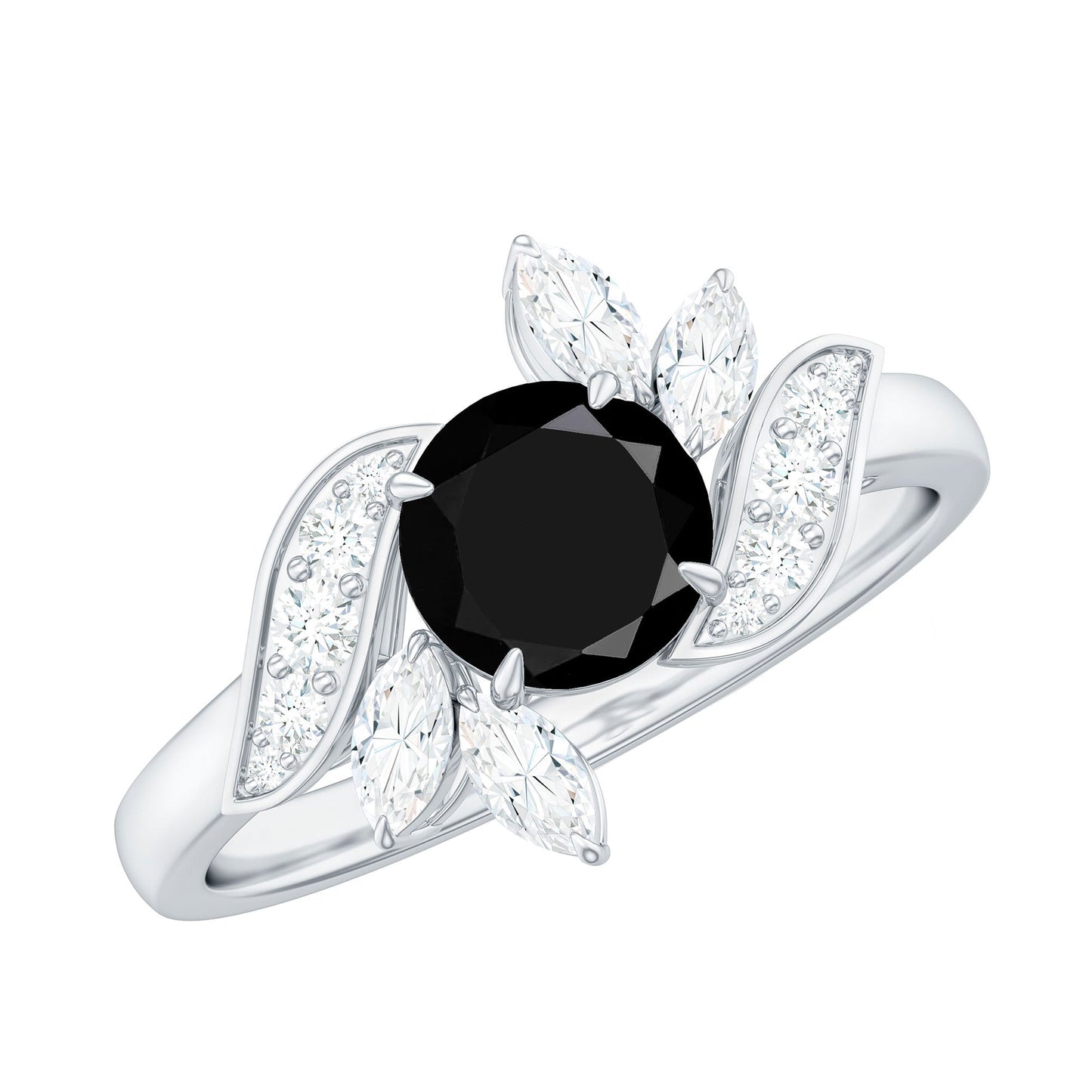 Nature Inspired 2 Carat Lab Grown Black and White Diamond Engagement Ring for Women