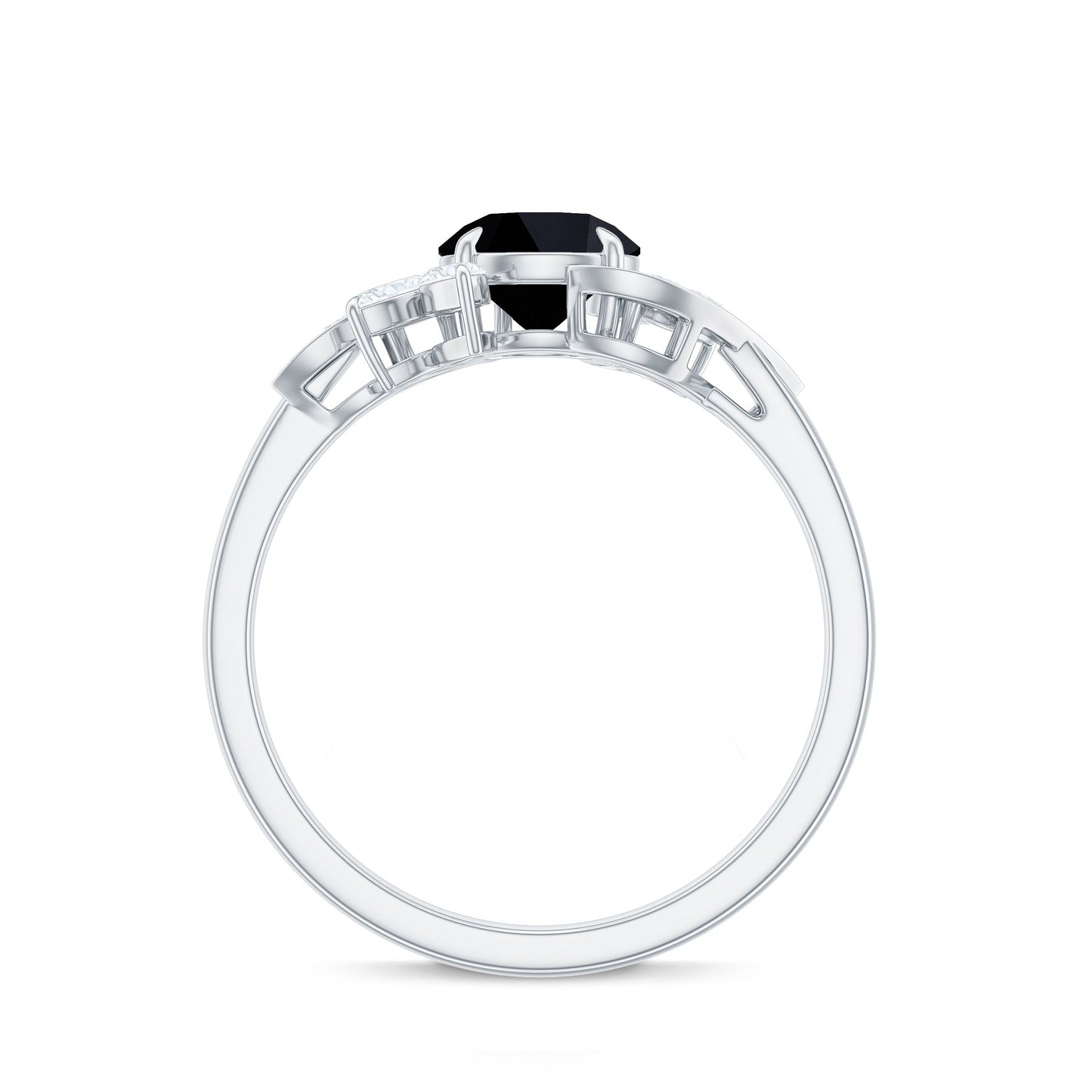 Nature Inspired 2 Carat Lab Grown Black and White Diamond Engagement Ring for Women