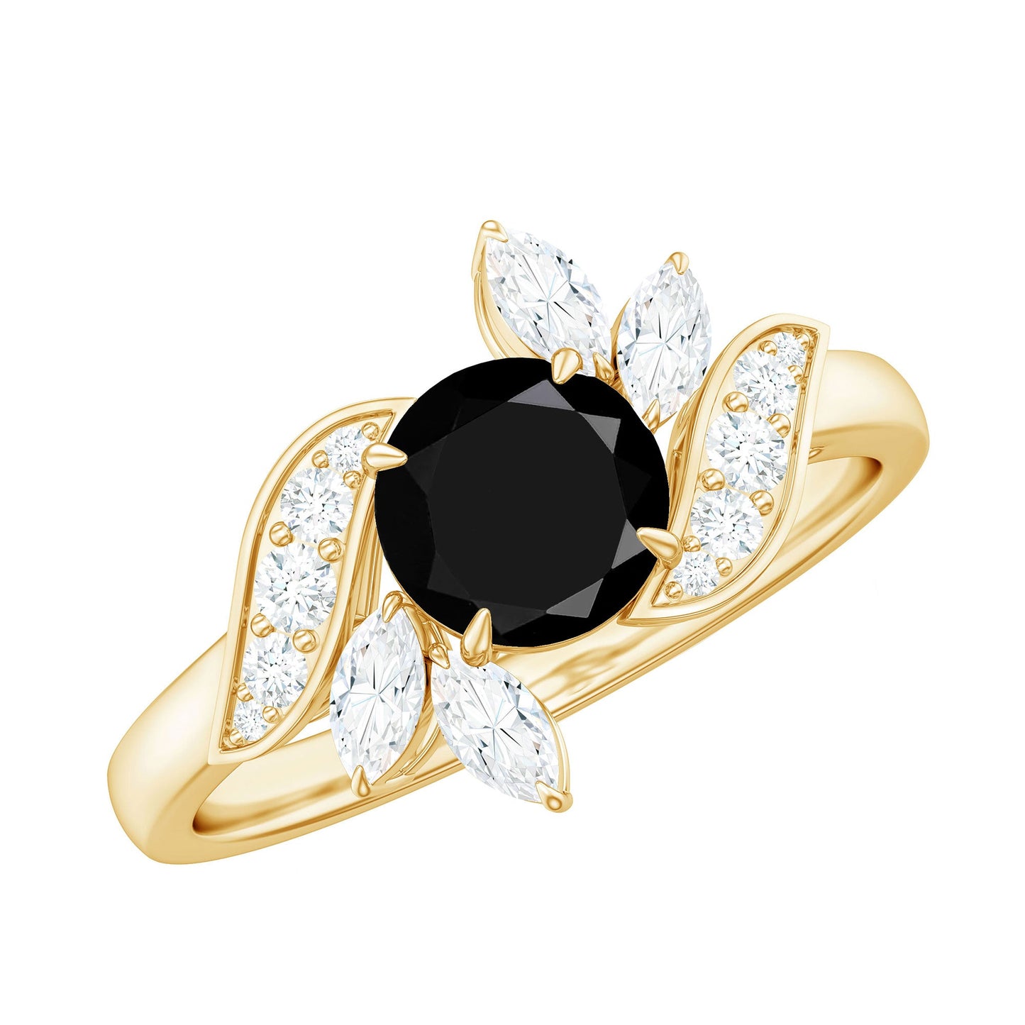 Nature Inspired 2 Carat Lab Grown Black and White Diamond Engagement Ring for Women