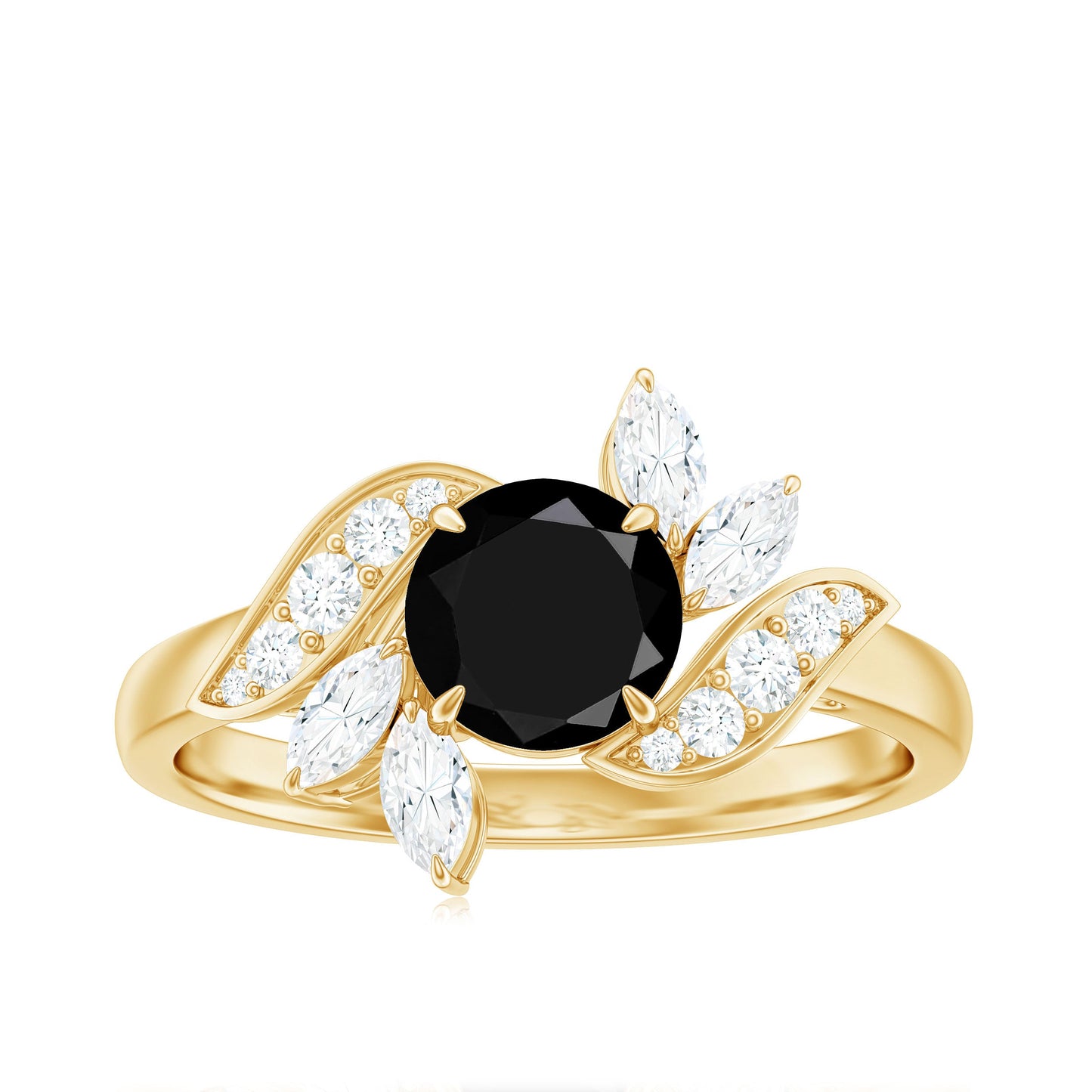 Nature Inspired 2 Carat Lab Grown Black and White Diamond Engagement Ring for Women