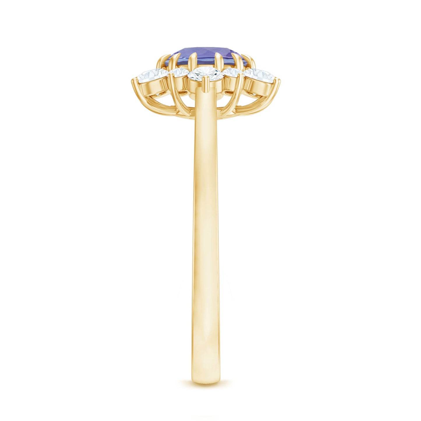 Natural Tanzanite and Diamond Engagement Ring with Claw Setting