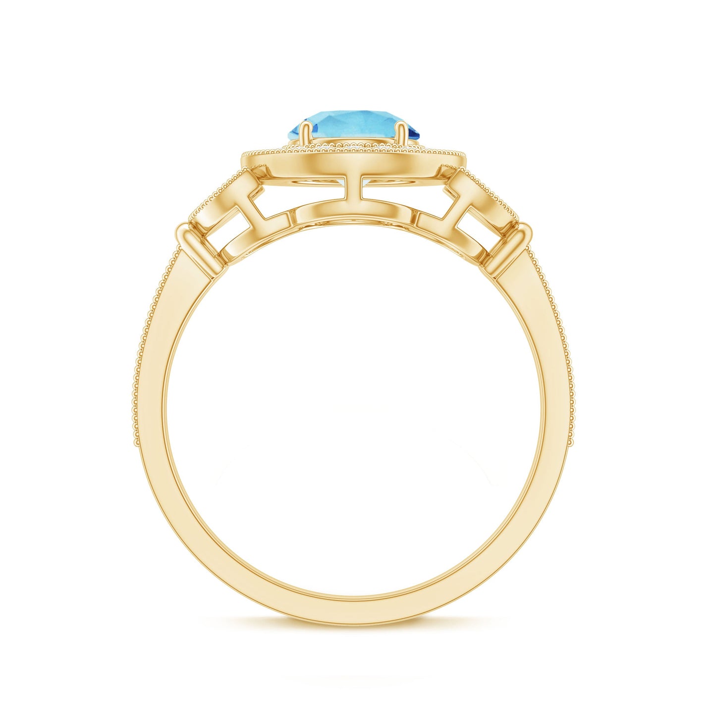 Vintage Inspired Real Aquamarine Engagement Ring with Diamond Halo