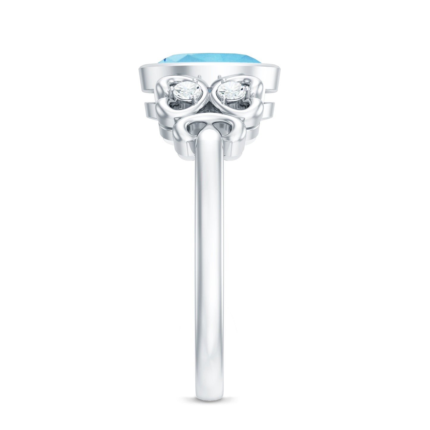 Natural 1 Carat Oval Aquamarine Statement Engagement Ring with Diamond